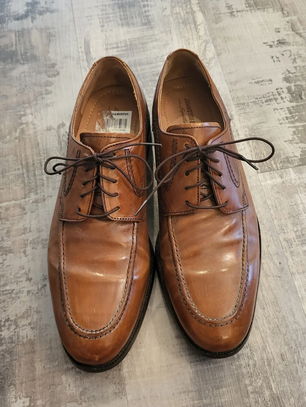 Johnston & Murphy Signature Series Leather Brown Apron Toe Shoes Oxford Size 9